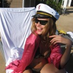 Carmen Kass kicks back her feet...
